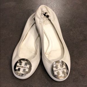 Tory Burch White Leather Flats 5.5